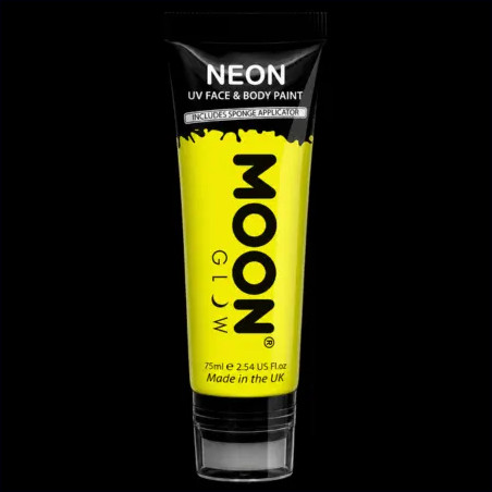 Maquillage fluo UV Visage et Corps avec applicateur éponge - 75 ml - Jaune